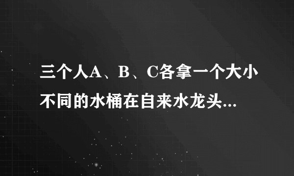 三个人A、B、C各拿一个大小不同的水桶在自来水龙头前等候打水，他们打水所需要的时间分别是1分钟、3分钟和5分钟，如果只有一个水龙头，那么怎样安排他们的打水顺序才能使每一个人排队和打水时间的总和最短，最短时间是_____分钟.