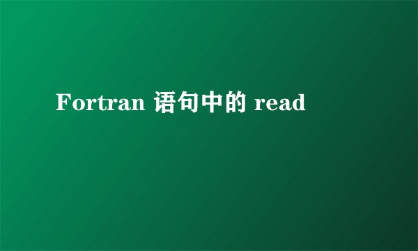 Fortran 语句中的 read