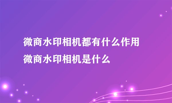 微商水印相机都有什么作用 微商水印相机是什么