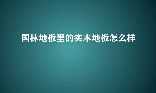 国林地板里的实木地板怎么样