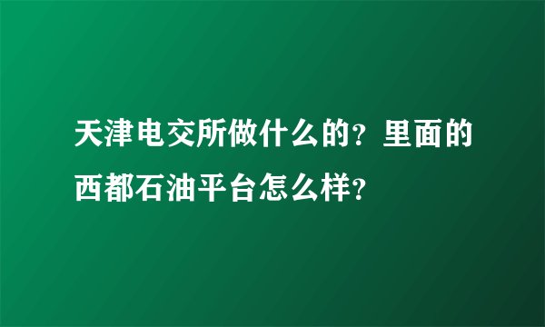 天津电交所做什么的？里面的西都石油平台怎么样？