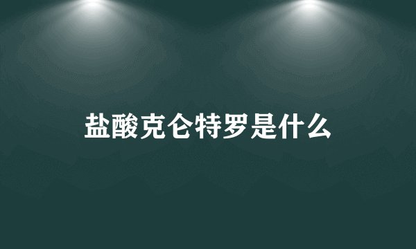 盐酸克仑特罗是什么