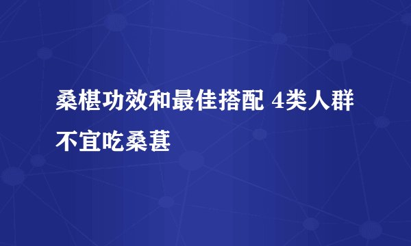 桑椹功效和最佳搭配 4类人群不宜吃桑葚