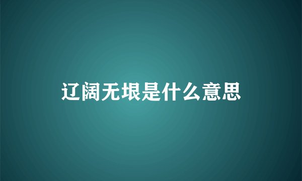 辽阔无垠是什么意思