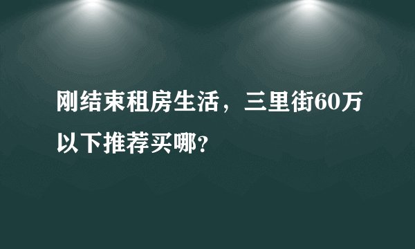 刚结束租房生活，三里街60万以下推荐买哪？