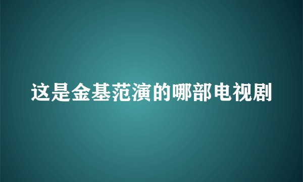 这是金基范演的哪部电视剧