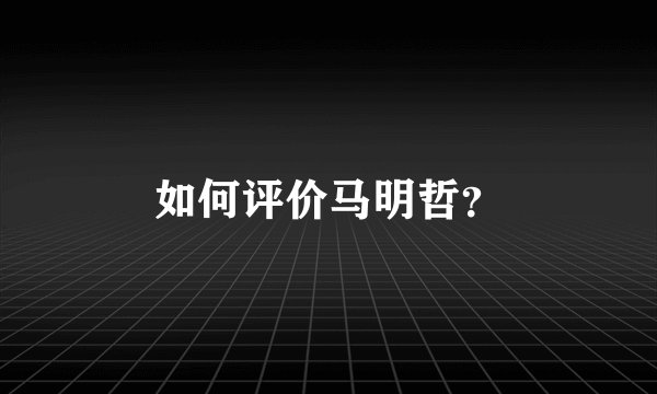 如何评价马明哲？