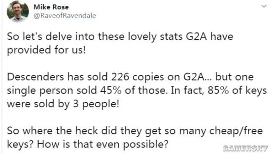 G2A愿就黑key赔偿开发者10倍损失 但当事人并不买账