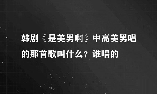 韩剧《是美男啊》中高美男唱的那首歌叫什么？谁唱的