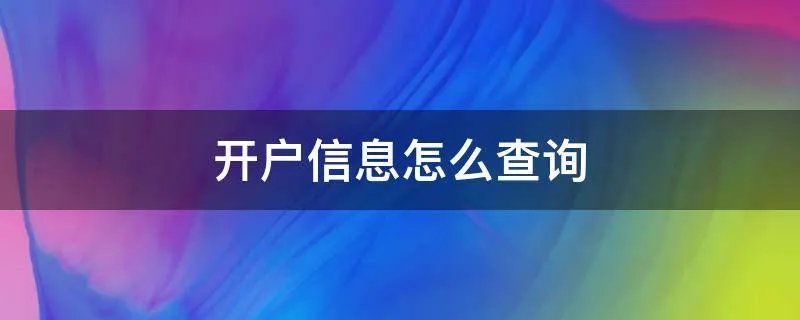 开户信息怎么查询