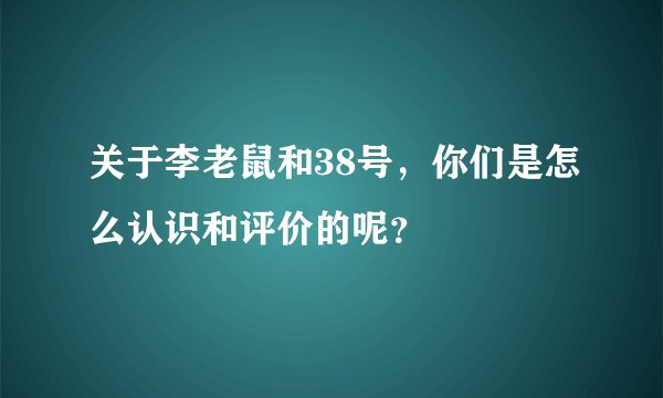 关于李老鼠和38号，你们是怎么认识和评价的呢？