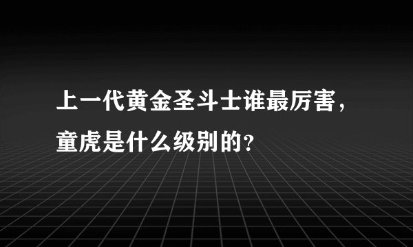 上一代黄金圣斗士谁最厉害，童虎是什么级别的？