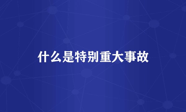 什么是特别重大事故