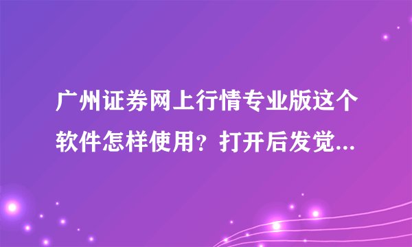 广州证券网上行情专业版这个软件怎样使用？打开后发觉里面的报价，数据好似都不会实时更新，一直都不变