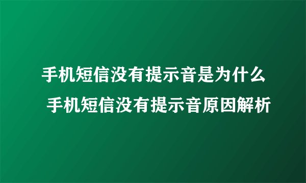手机短信没有提示音是为什么 手机短信没有提示音原因解析