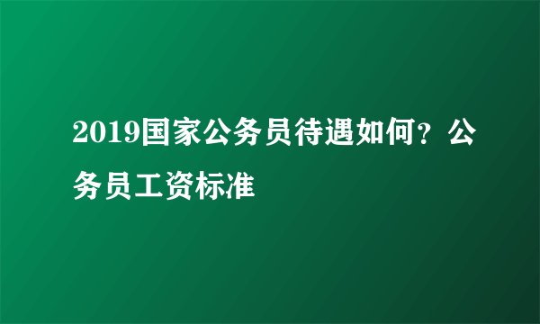 2019国家公务员待遇如何？公务员工资标准