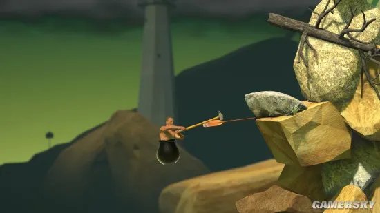 《和班尼特福迪一起攻克难关(Getting Over It with Bennett Foddy)》这款游戏难度太变态 韩国主播都快被虐哭了
