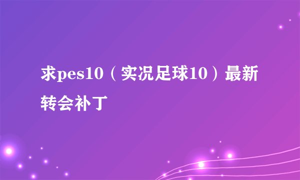 求pes10（实况足球10）最新转会补丁