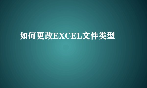 如何更改EXCEL文件类型