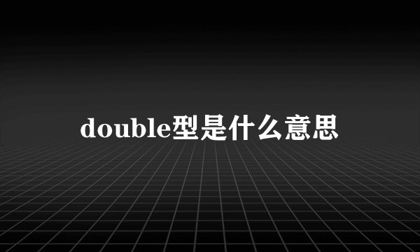 double型是什么意思
