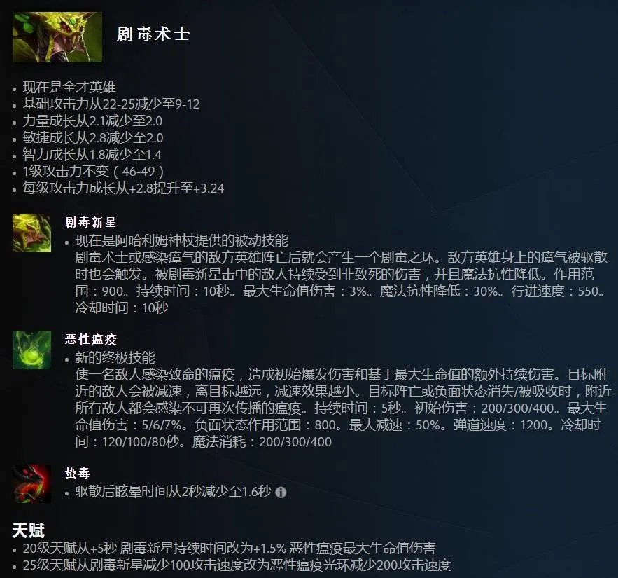 Dota2 7.33剧毒术士改动一览