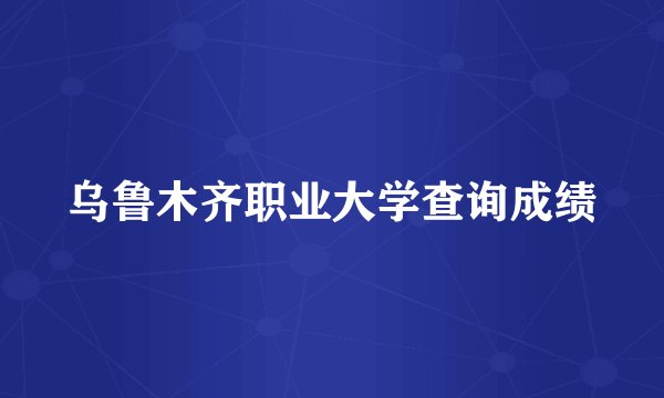 乌鲁木齐职业大学查询成绩