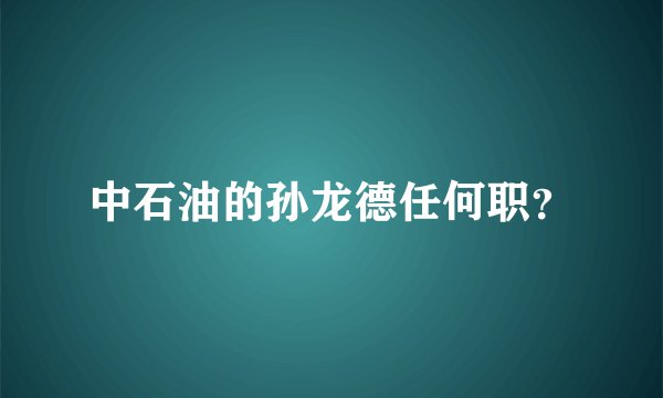 中石油的孙龙德任何职？