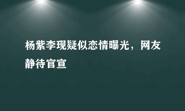 杨紫李现疑似恋情曝光，网友静待官宣