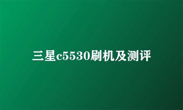 三星c5530刷机及测评