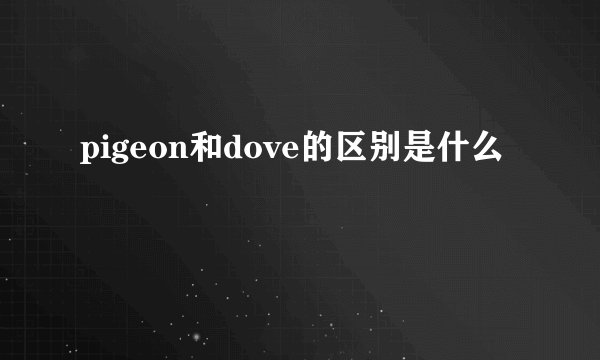 pigeon和dove的区别是什么