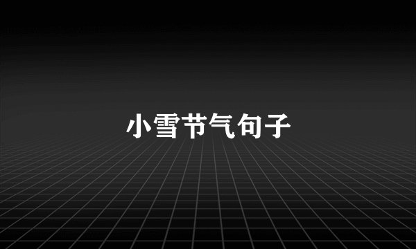 小雪节气句子