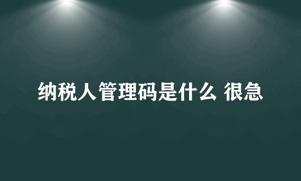纳税人管理码是什么 很急