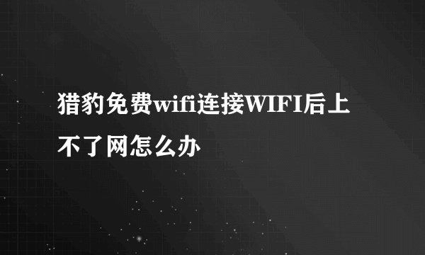 猎豹免费wifi连接WIFI后上不了网怎么办