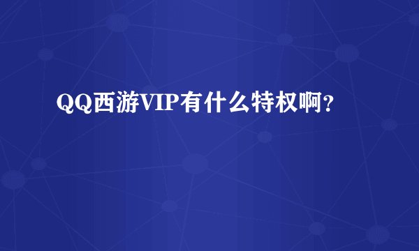 QQ西游VIP有什么特权啊？