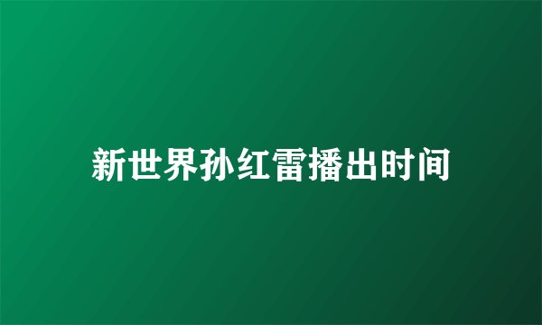 新世界孙红雷播出时间