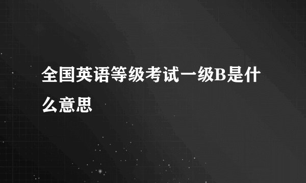 全国英语等级考试一级B是什么意思