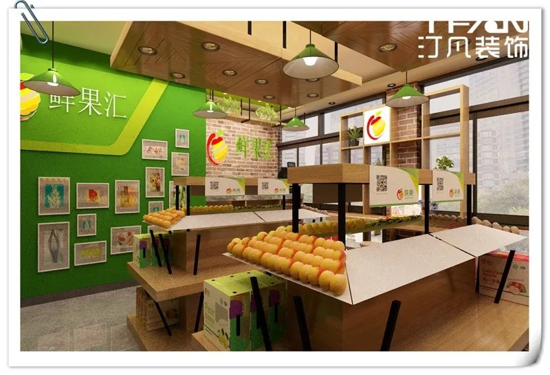 汀凡装饰设计作品|水果超市设计装饰公司：合肥汀凡装饰建筑面积...