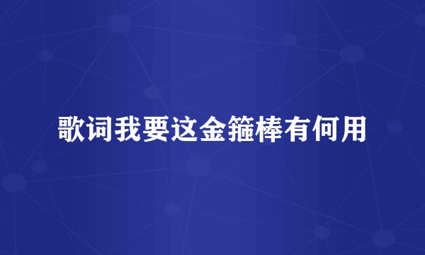 歌词我要这金箍棒有何用