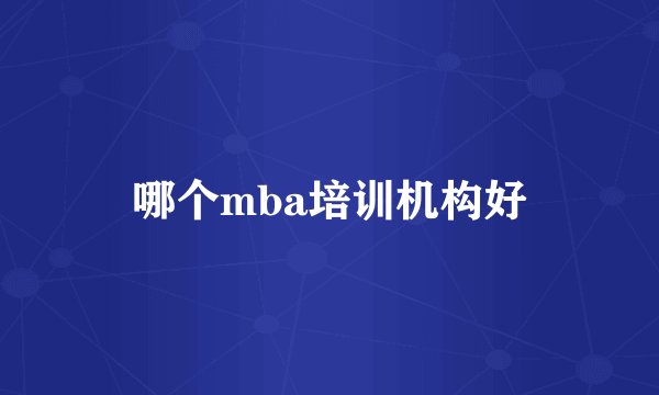 哪个mba培训机构好