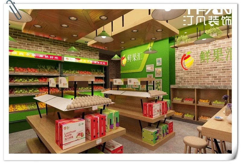汀凡装饰设计作品|水果超市设计装饰公司：合肥汀凡装饰建筑面积...