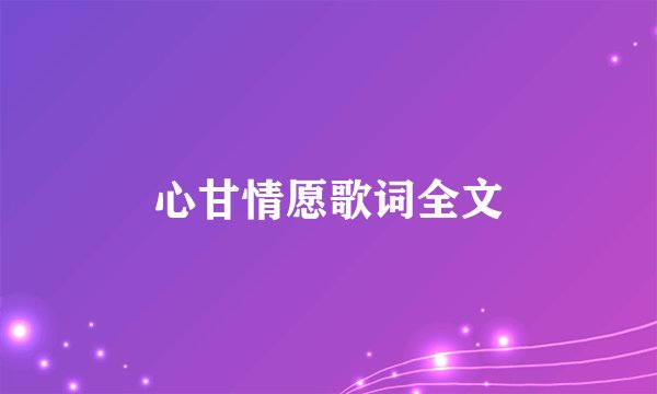 心甘情愿歌词全文